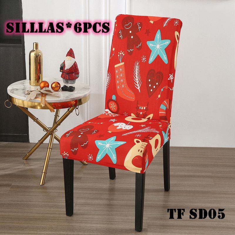 GENERICO - fundas para silla de comedor diseño navidad 6 unidades