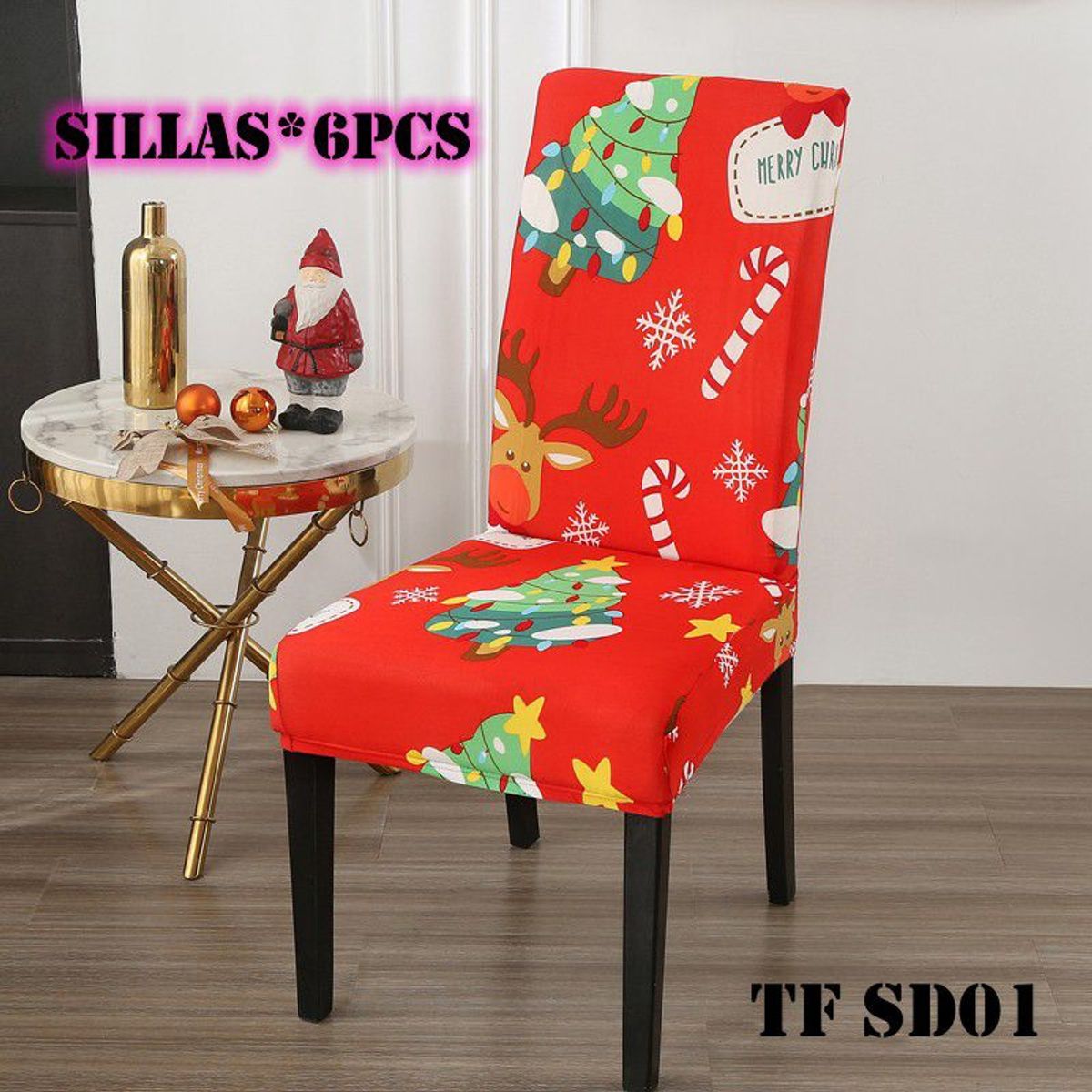 GENERICO - fundas para silla de comedor diseño navidad 6 unidades