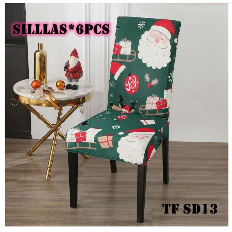 GENERICO - fundas para silla de comedor diseño navidad 6 unidades