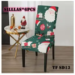 GENERICO - Fundas para silla de comedor diseño navidad 6 unidades