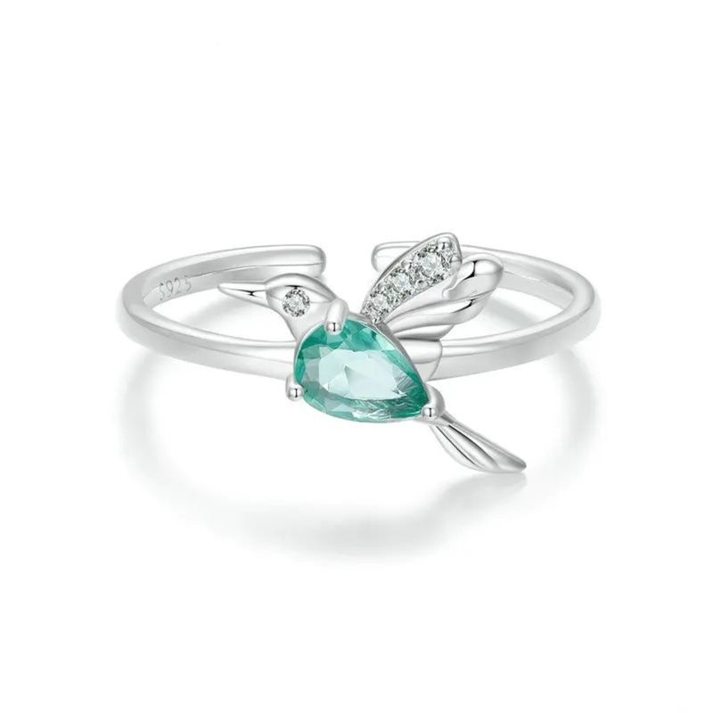 GENERICO - Anillo colibrí plata 925 ajustable mujer joya