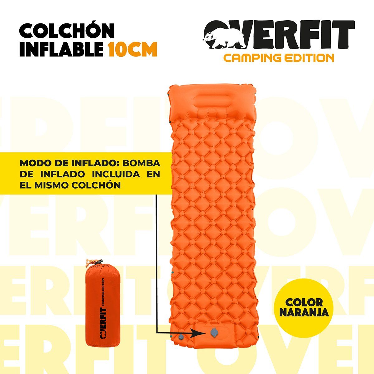OVERFIT - Colchoneta Inflable Individual Camping Overfit Light 10cm