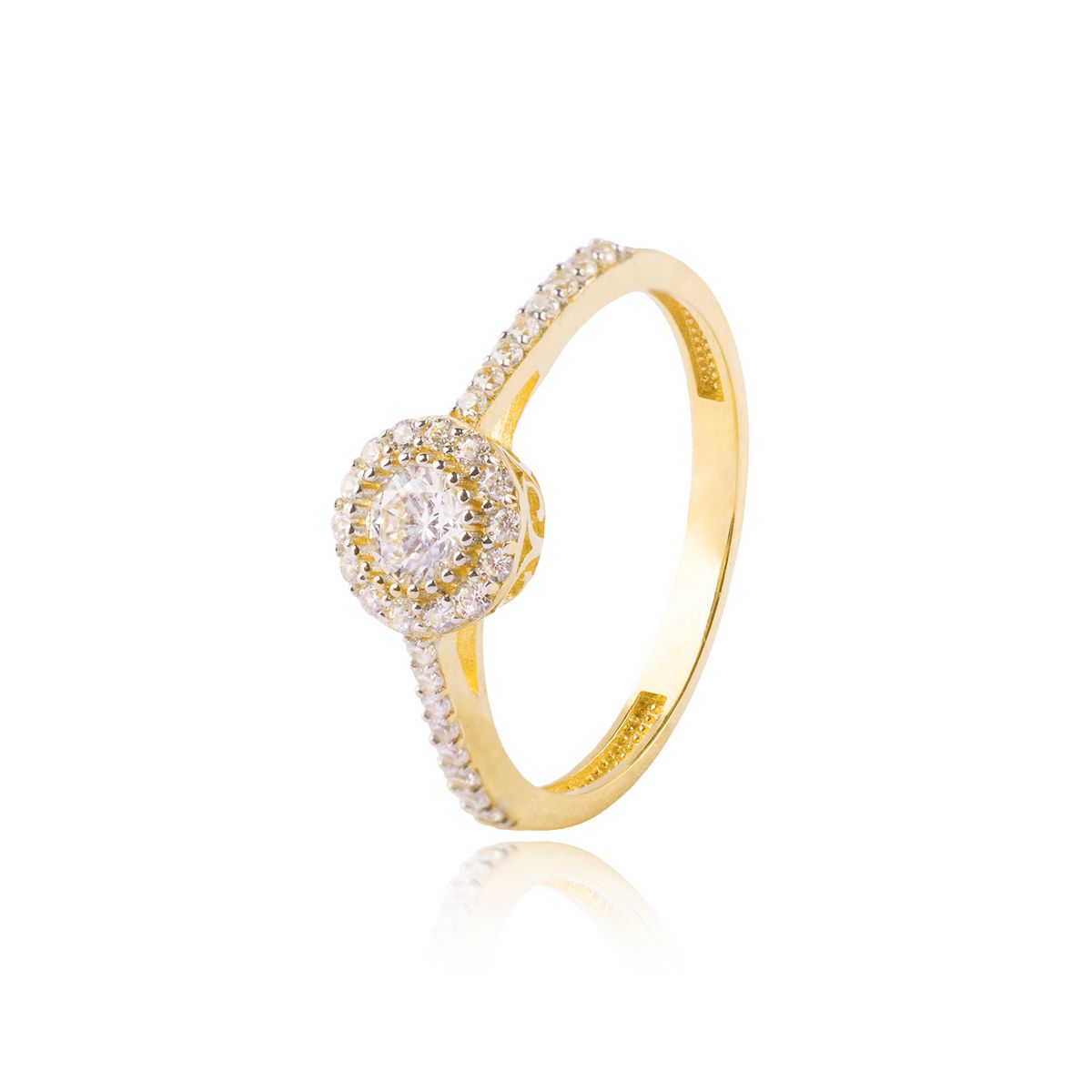 JB JOYAS BARON - Anillo Compromiso de Oro 18Kt Circon Boton