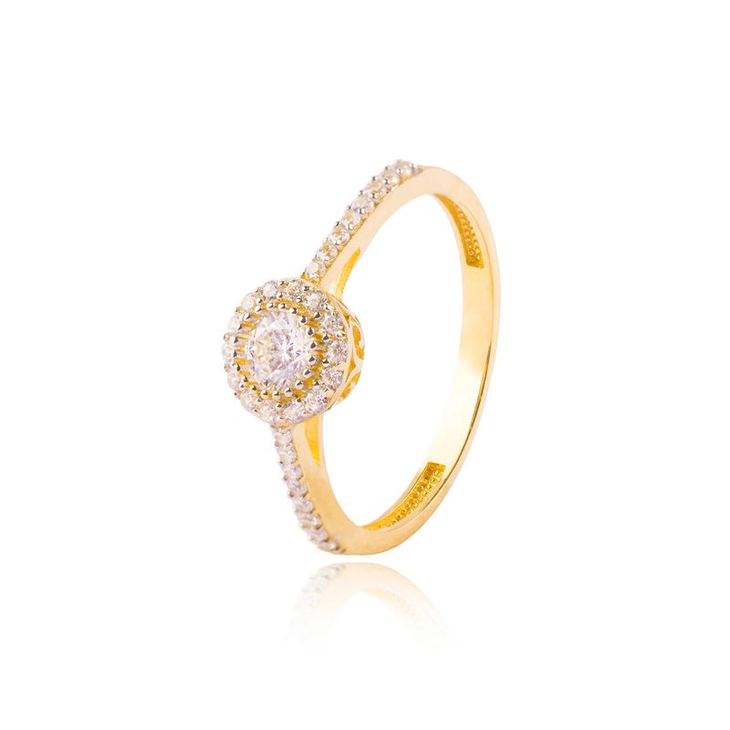 JB JOYAS BARON - Anillo Compromiso de Oro 18Kt Circon Boton