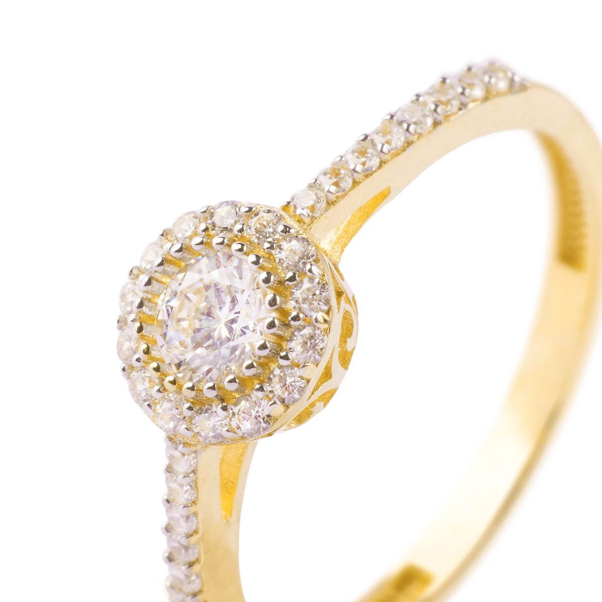 JB JOYAS BARON - Anillo Compromiso de Oro 18Kt Circon Boton