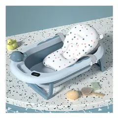 ELEPHANT - Bañera plegable con termómetro azul incluye cojin