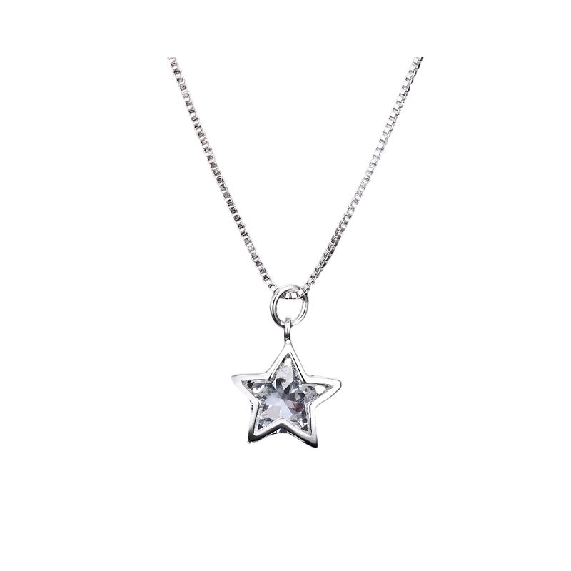 GENERICO - Collar De Plata Con Colgante De Estrella y Cristal