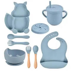 TIOZONEY - Platos De Silicona Bebe Juego De Cubiertos Antideslizante