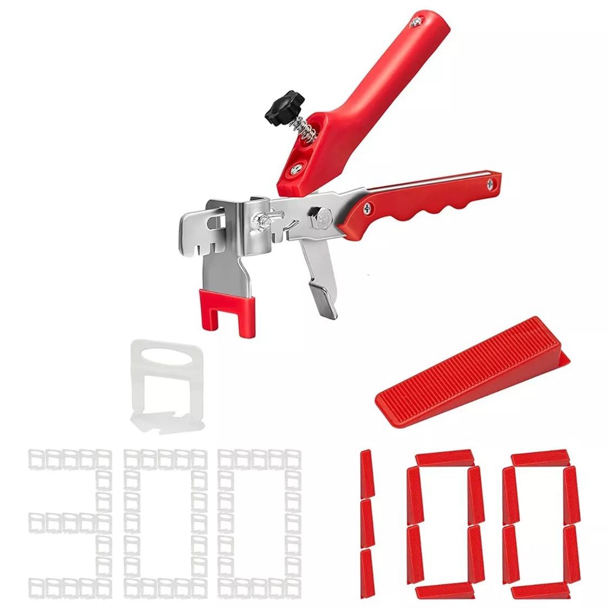 KUANGYE - Kit Nivelador Cerámicos 100 Cuñas + 300 Clips 1.5mm +alicate