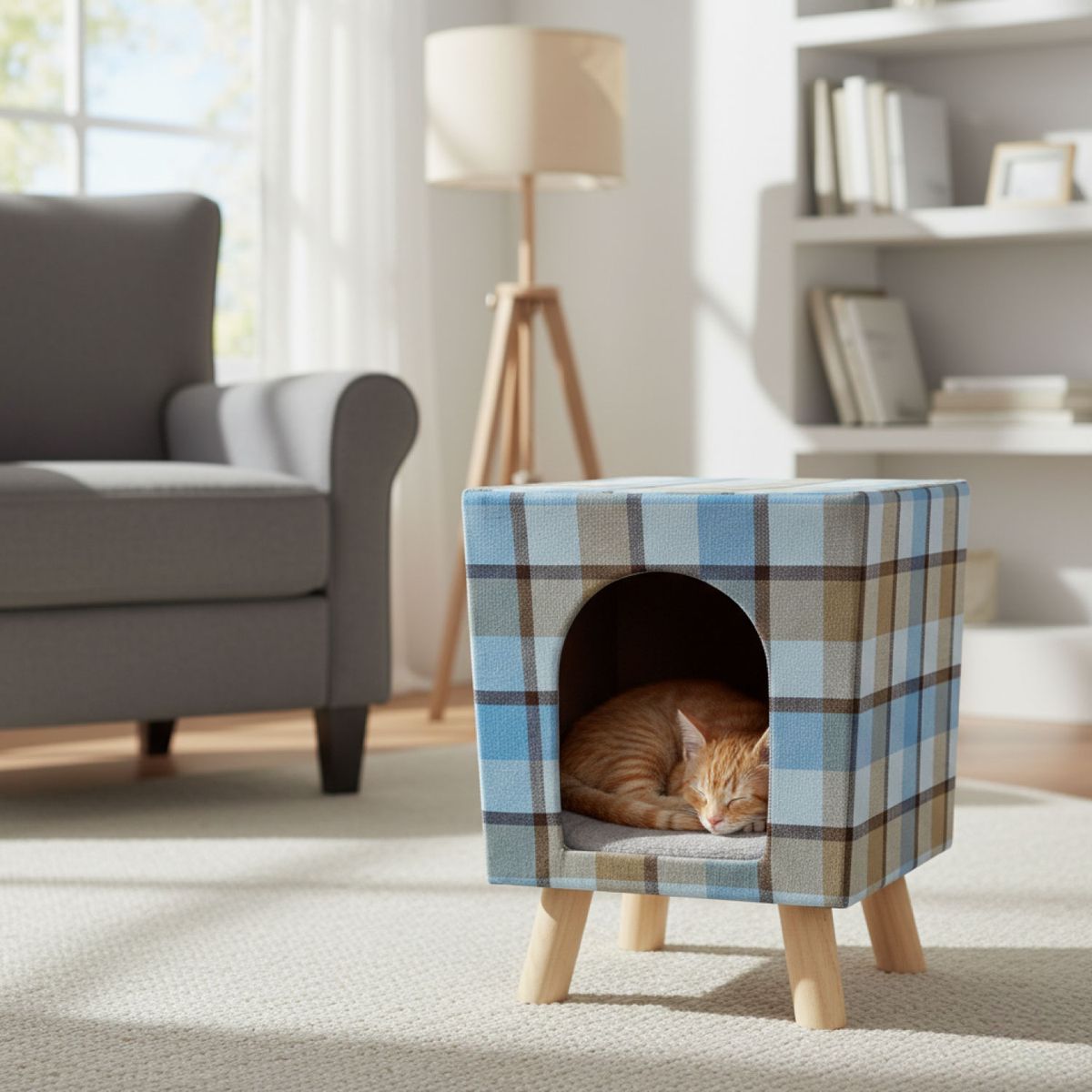 MUNDO ONLINE - Cama Casa Gato Mascotas Acolchada 45 Cm