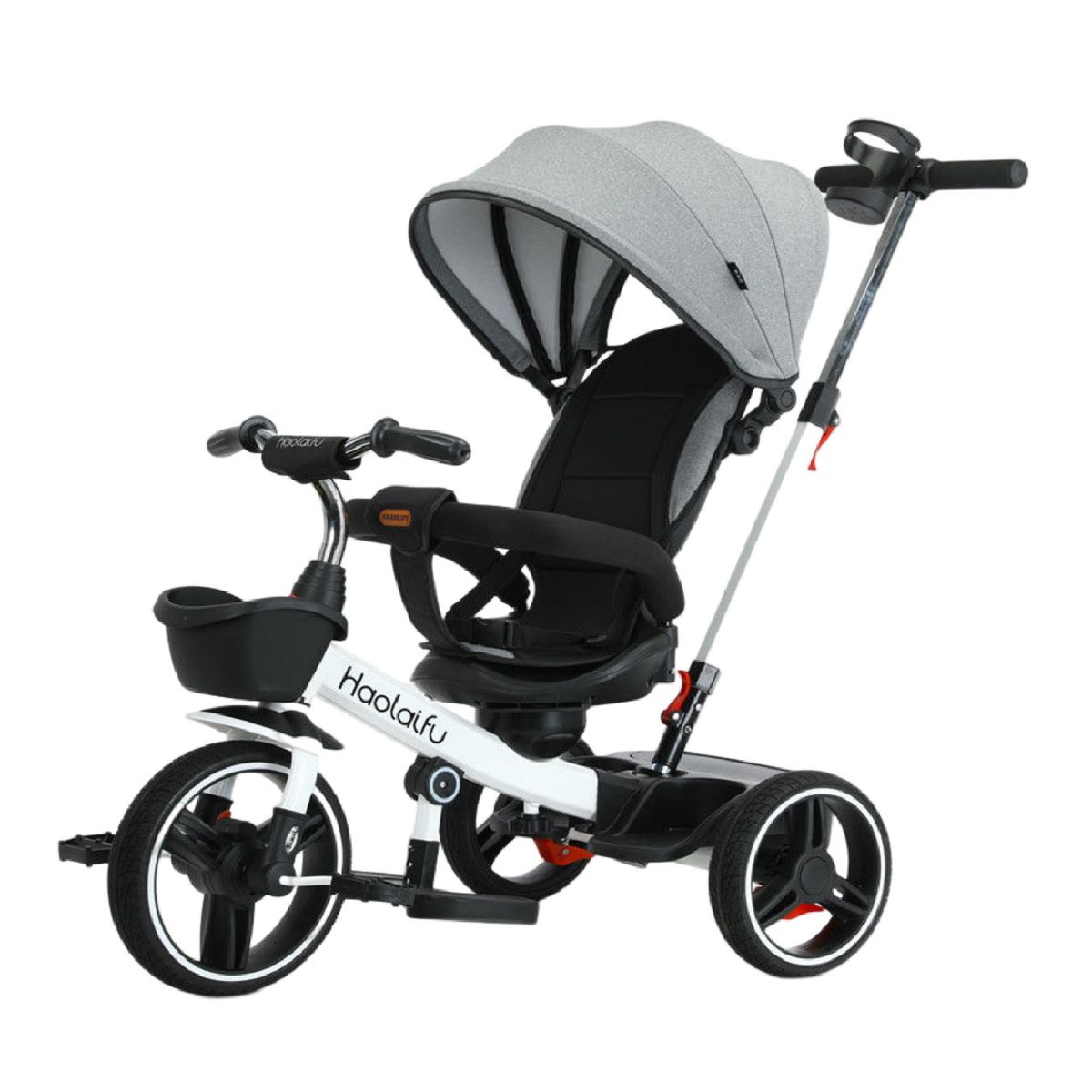 MON PETIT - Triciclo 4 en 1 Plegable Reclinable 360° Blanco