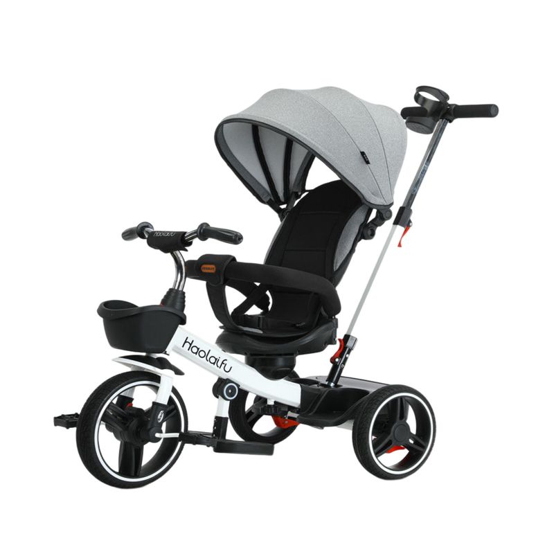 MUNDO ONLINE - Triciclo 4 en 1 Plegable Reclinable 360° Blanco