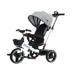 MUNDO ONLINE - Triciclo 4 en 1 Plegable Reclinable 360° Blanco