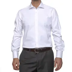 VANDINE - Camisa Etiqueta Roja Texturada Blanca con detalle V24-2