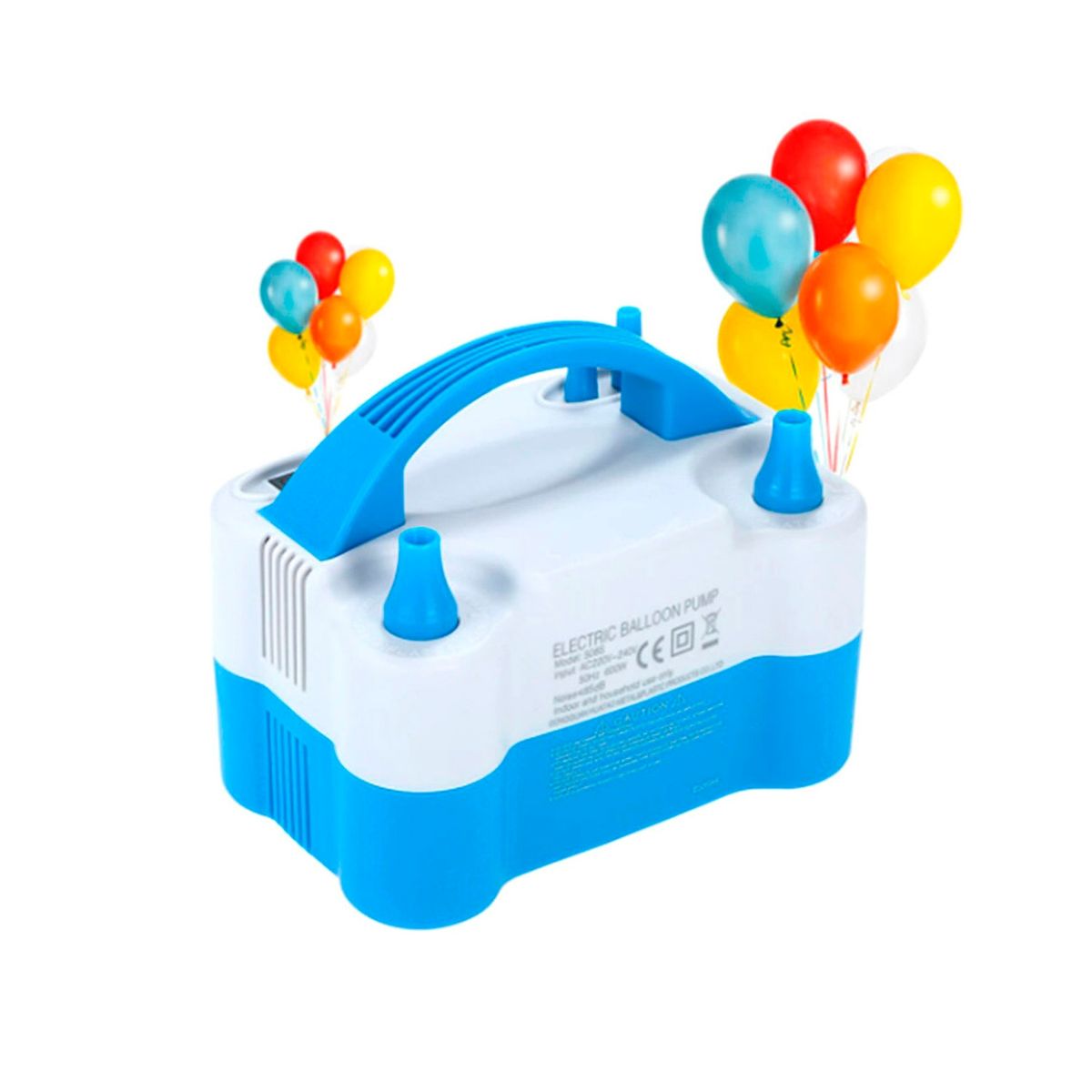 MUNDO ONLINE - Inflador Globos Eléctrico Portátil Doble Boquilla Celeste