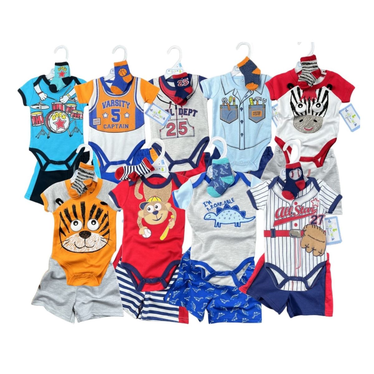 JUMP KIDS - Set de 3 Piezas Body Short Calcetines para Bebés Jump Kids