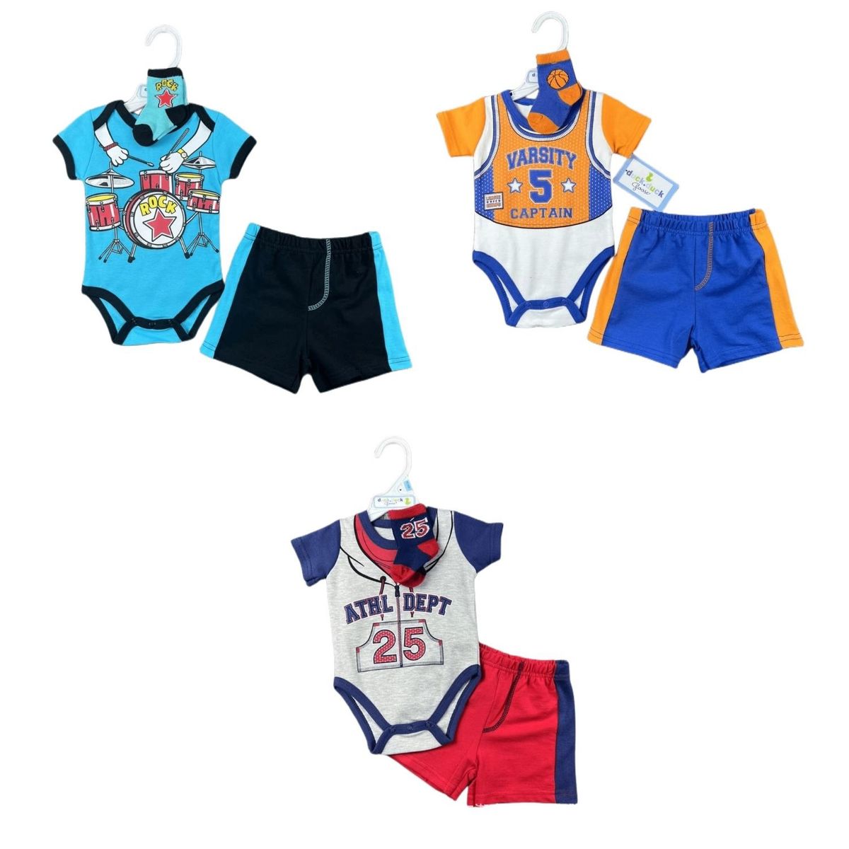 JUMP KIDS - Set de 3 Piezas Body Short Calcetines para Bebés Jump Kids