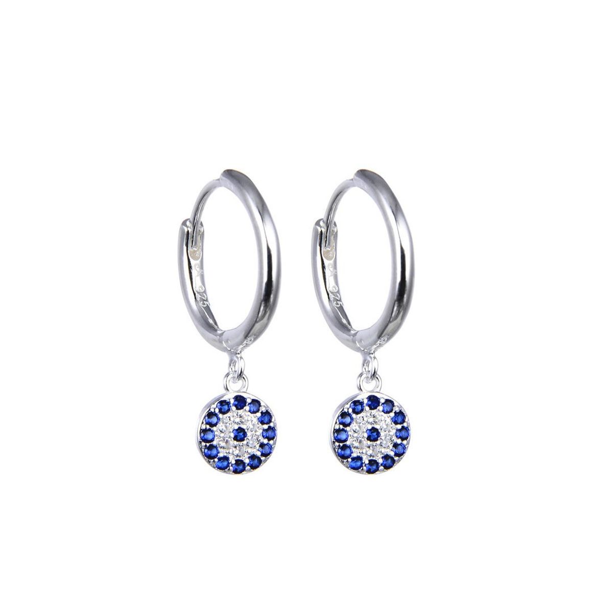 ANDREA COGGIOLA JOYAS - Aros Argolla Ojo Turco Mini Circón Plata Fina 925