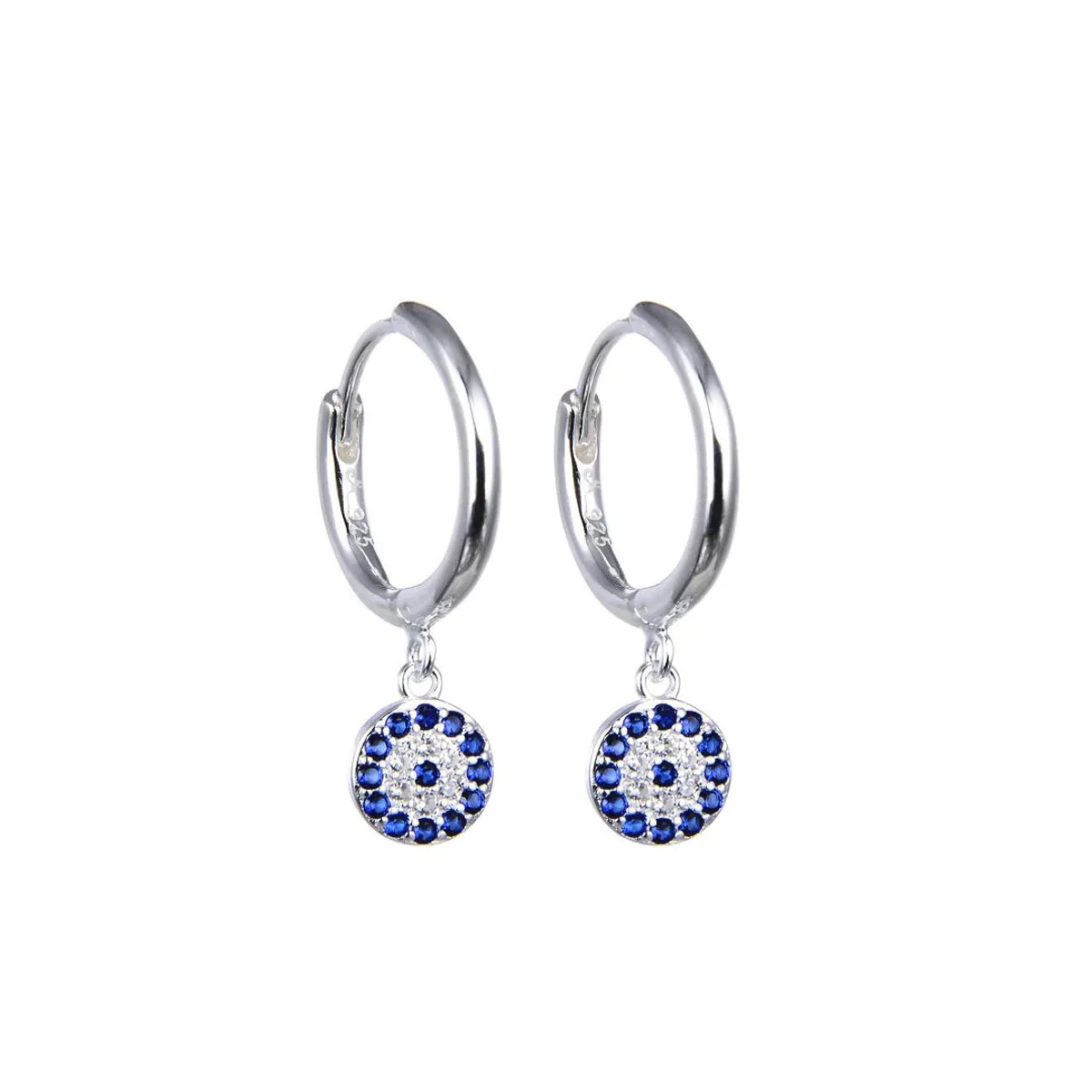 ANDREA COGGIOLA JOYAS - Aros Argolla Ojo Turco Mini Circón Plata Fina 925