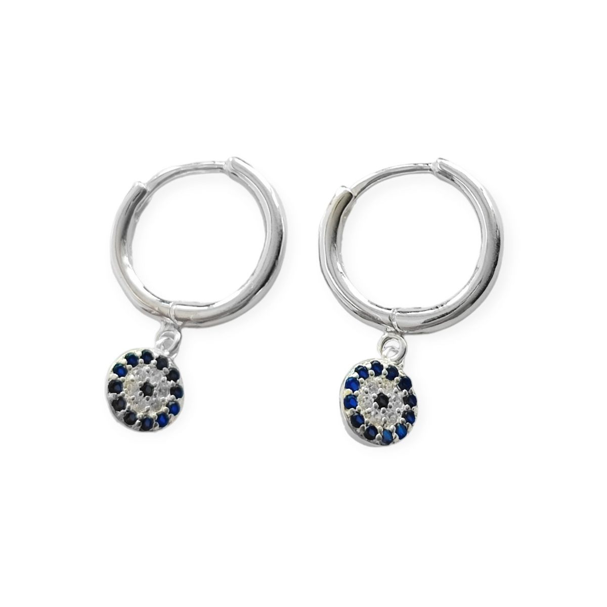 ANDREA COGGIOLA JOYAS - Aros Argolla Ojo Turco Mini Circón Plata Fina 925