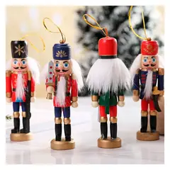 GENERICO - Muñeco Cascanueces Colgante De Madera Pack 4