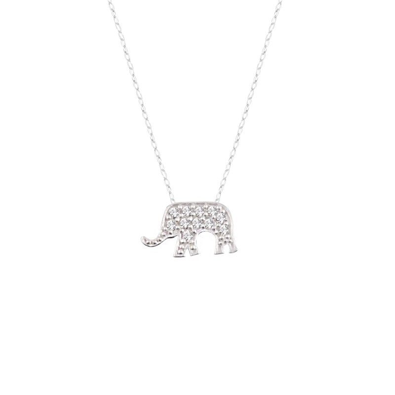 ANDREA COGGIOLA JOYAS - Collar Elefante Mini Circón Plata Fina 925