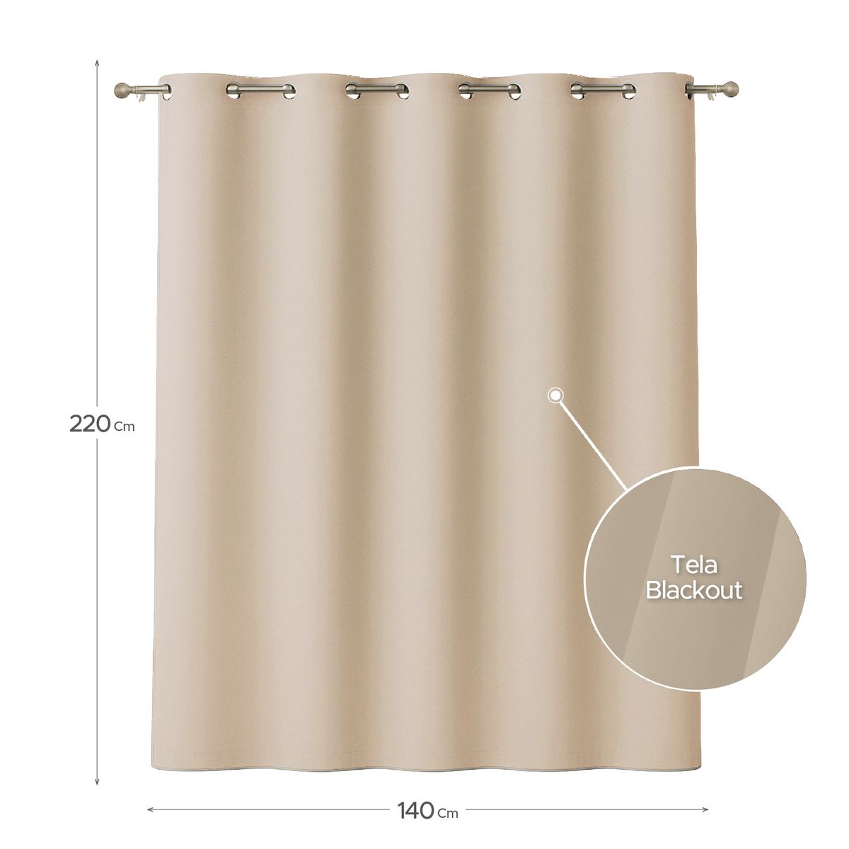 VINCENZI - Cortina de Tela Blackout Beige Vincenzi 140x220