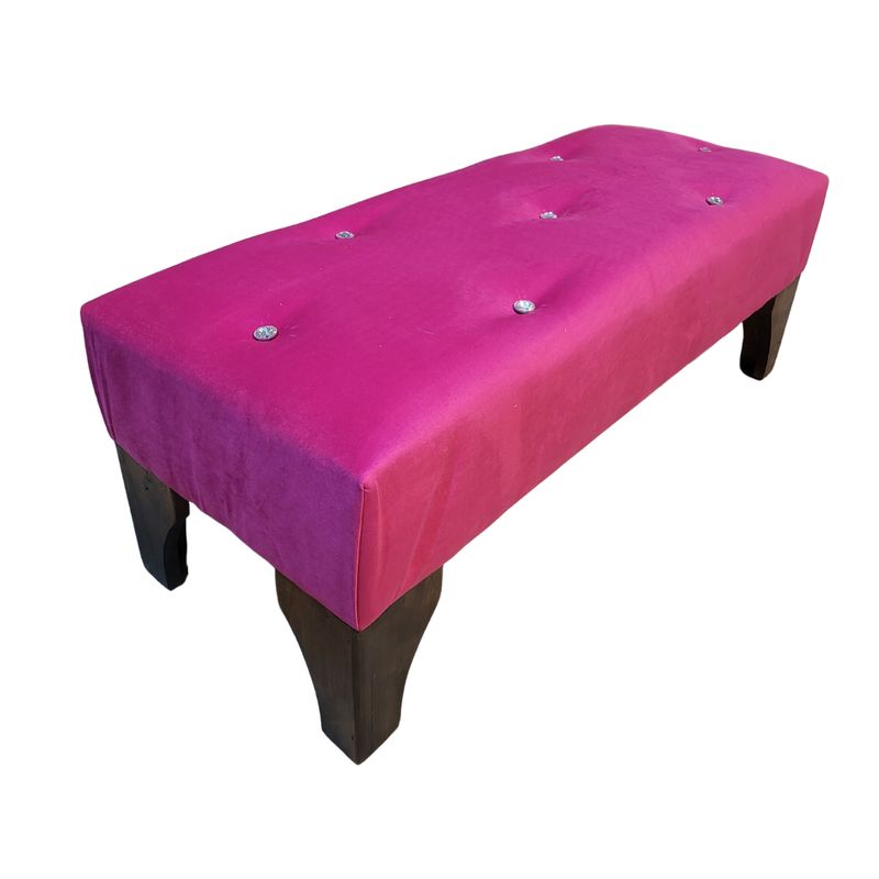 GENERICO - Banqueta Botone Fucsia Felpa Diamante 100x40x40 Muebles Rimar