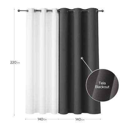 Imagen 2 del producto Cortina de Tela Blackout Gris Grafito con Velo 140x220 cm