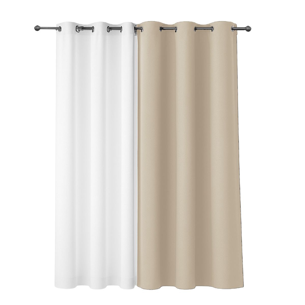 VINCENZI - Cortina de Tela Blackout Beige y Velo Vincenzi 140x220 cm