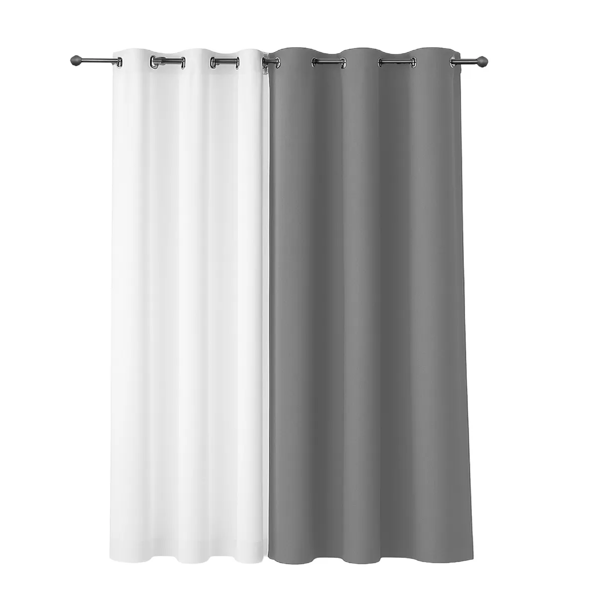 VINCENZI - Cortina de Tela Blackout Gris y Velo Vincenzi 140x220 cm