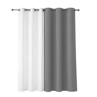 Cortina de Tela Blackout Gris y Velo 140x220 cm