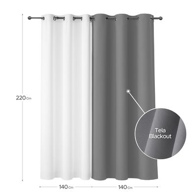 Imagen 2 del producto Cortina de Tela Blackout Gris y Velo 140x220 cm