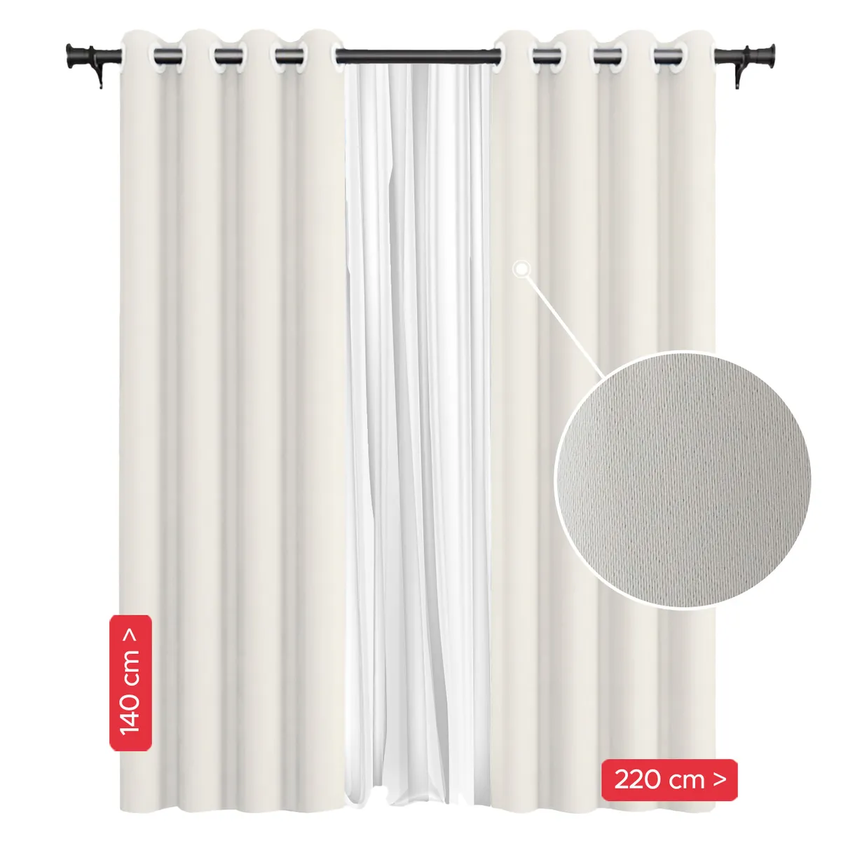 VINCENZI - Cortina de Tela Blackout Blanca  Velo Vincenzi 140x220