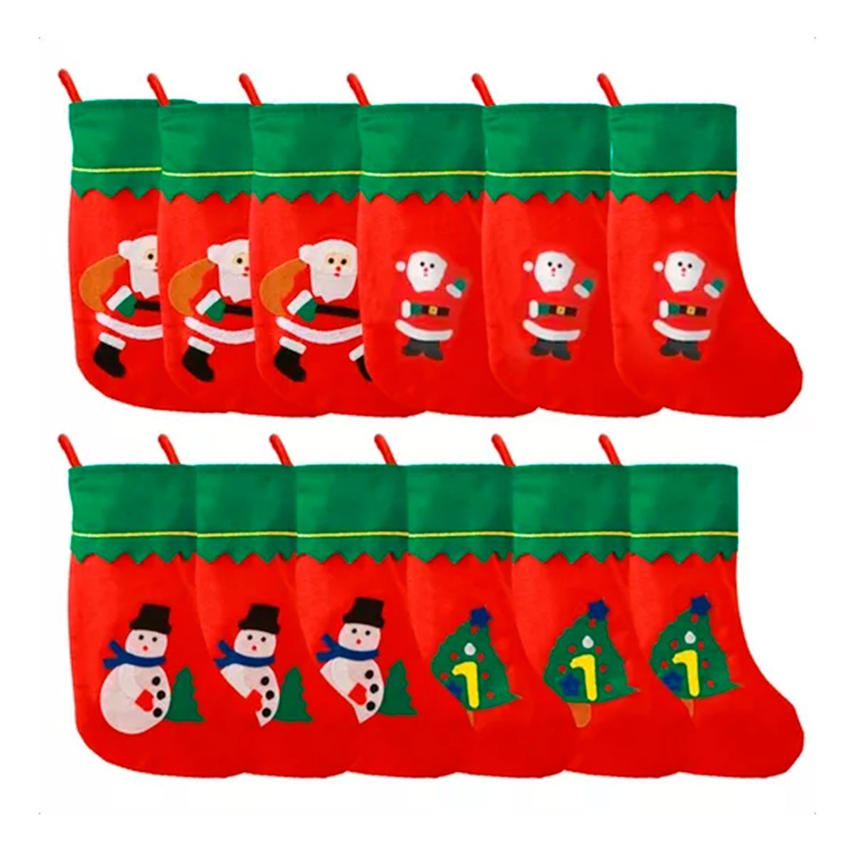 GENERICO - Set 12 Botas De Navidad Colgantes Decoración Mixta