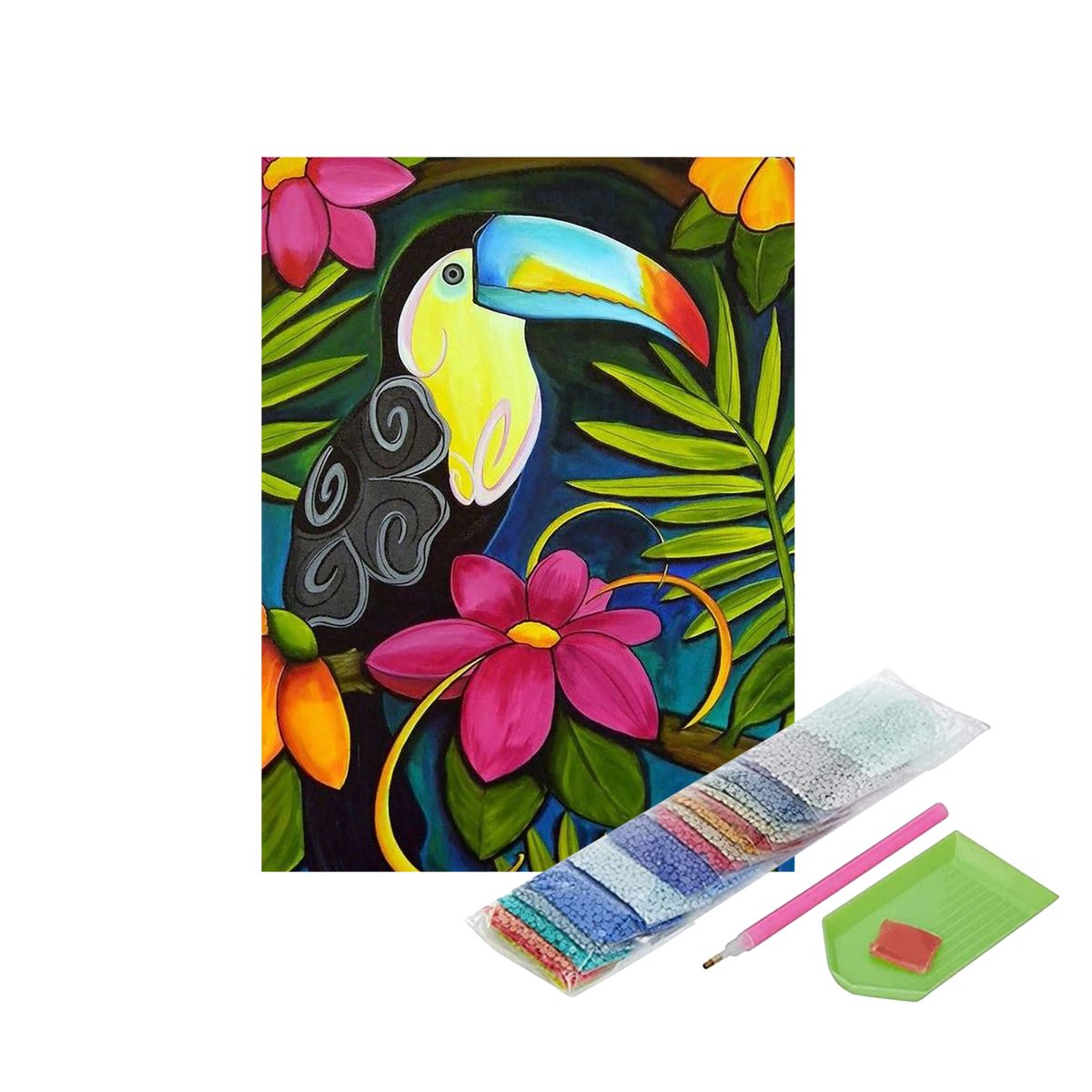GENERICO - Pintura con Diamantes Tucan - Diamond Painting 20x30 CM