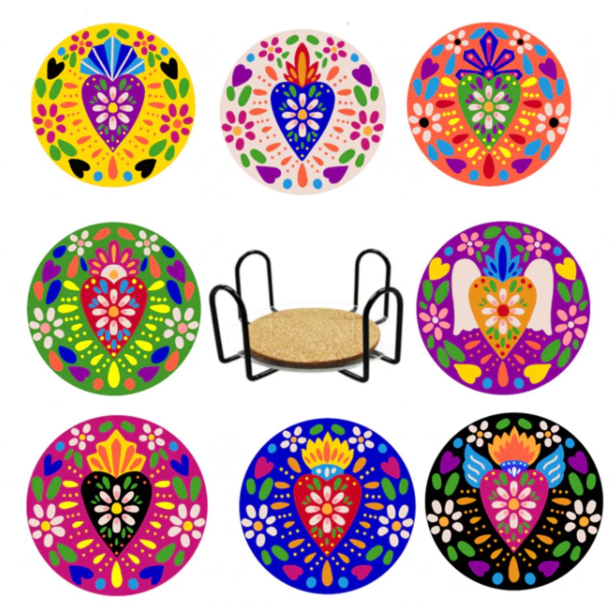 GENERICO - Posavasos pintura con diamante - Flor de frida I