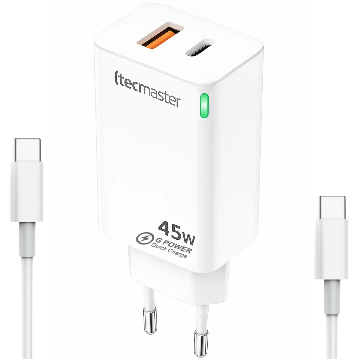 TECMASTER - Cargador Pared 45W GAN PD Type-C + USB Tecmaster SEC 200540