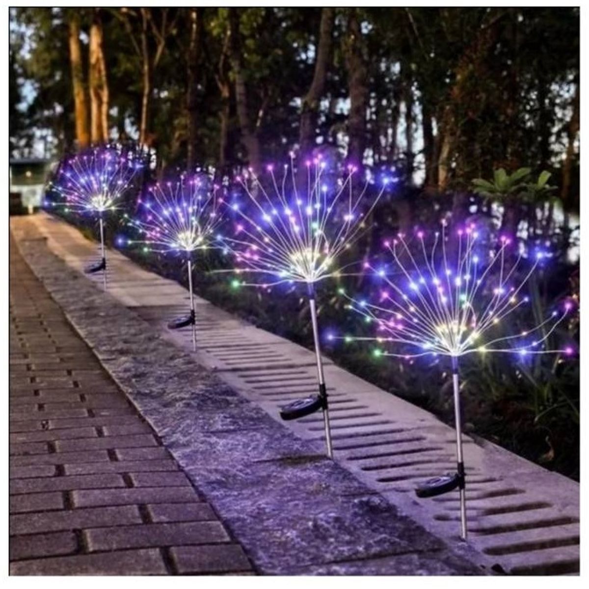 GENERICO - 2 unidades Luces Micro Led Fuego Artificial Solares Multicolor