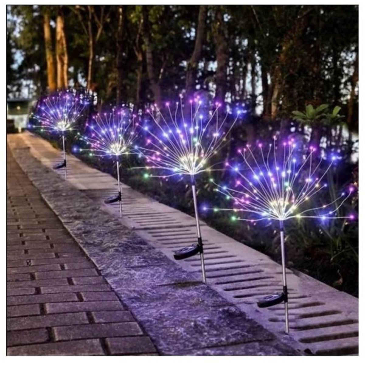 GENERICO - 2 unidades Luces Micro Led Fuego Artificial Solares Multicolor