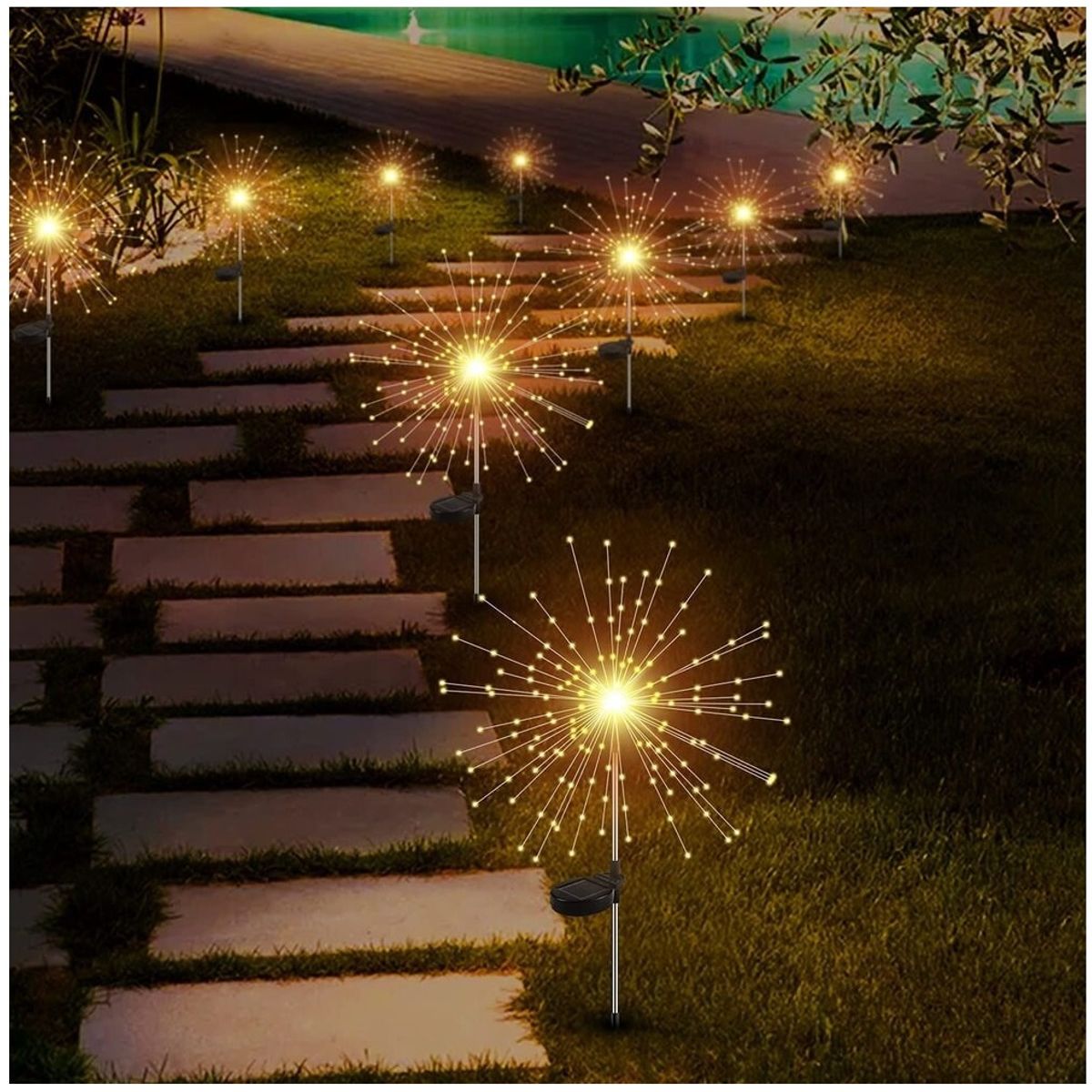 GENERICO - Pack X2 Luces Micro Led Solares Navidad Luz Calida