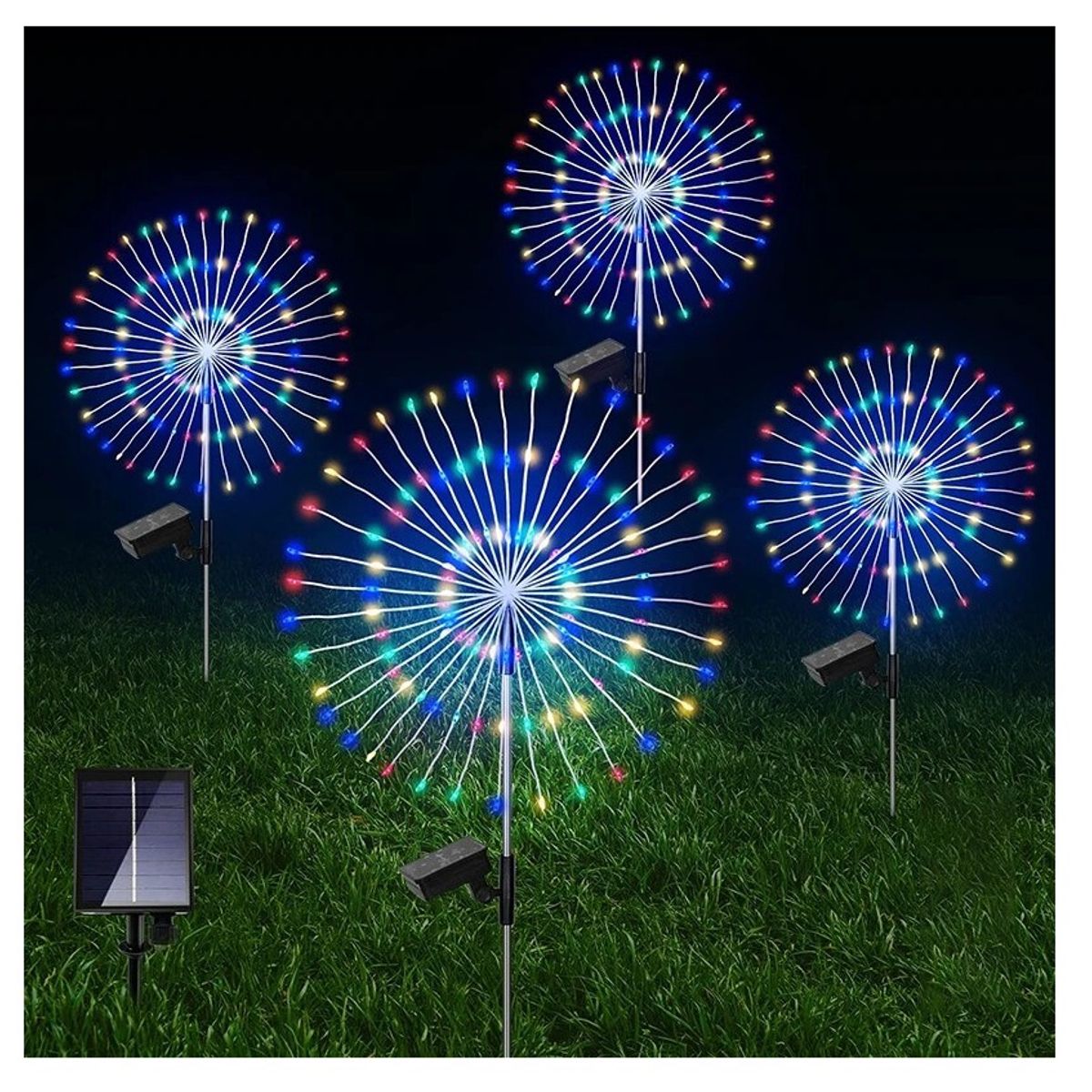 GENERICO - Pack X2 Luces Micro Led Solares Navidad Multicolor