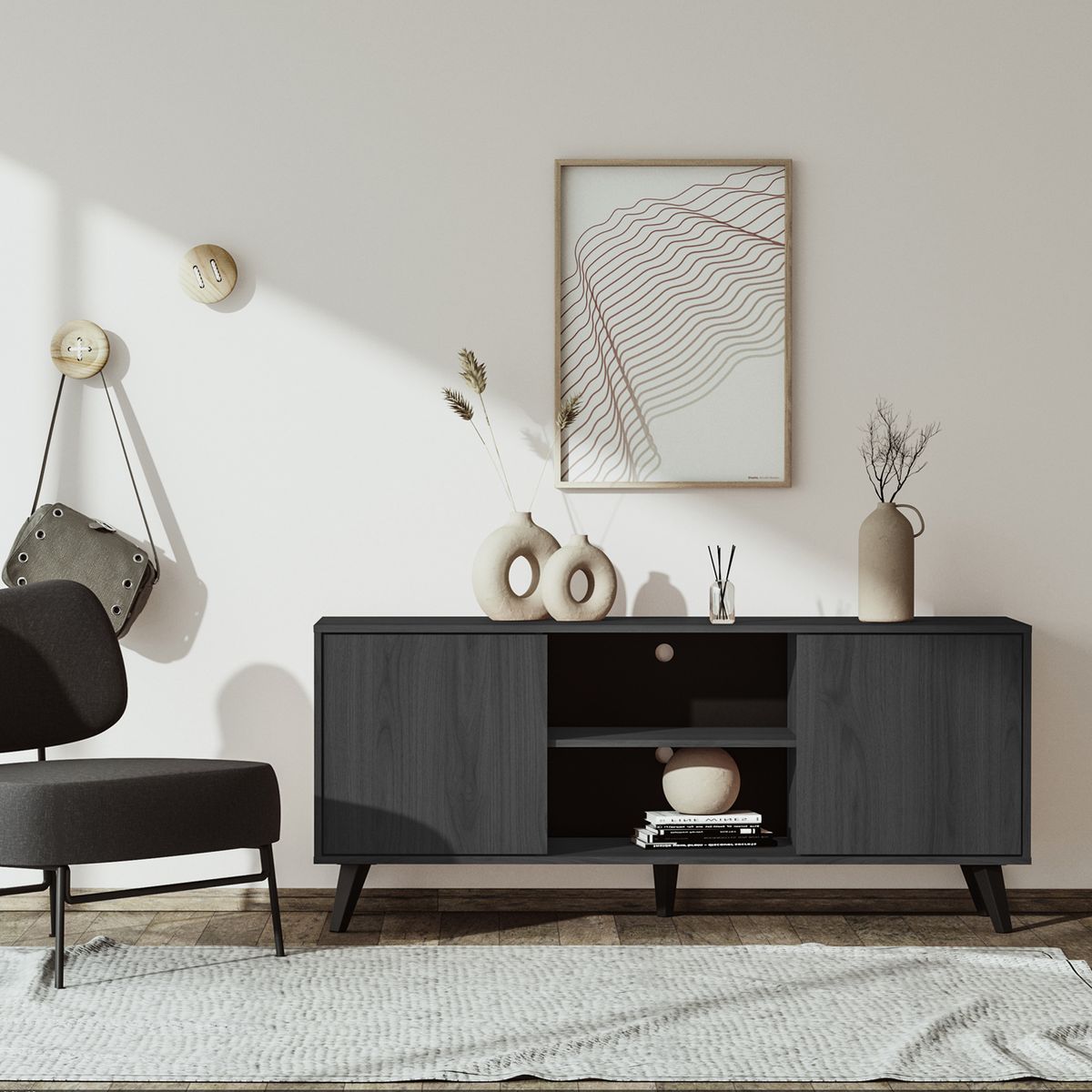 MEDULAR - Rack tv 65 alto Atacama black