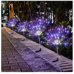 GENERICO - Pack X2 Luces Micro Led Fuego Artificial Solares Navidad Multicolor