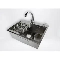 MODERN SPACE - Lavaplatos 60x45 Cm Deluxe Acero Inoxidable con Accesorios y griferia