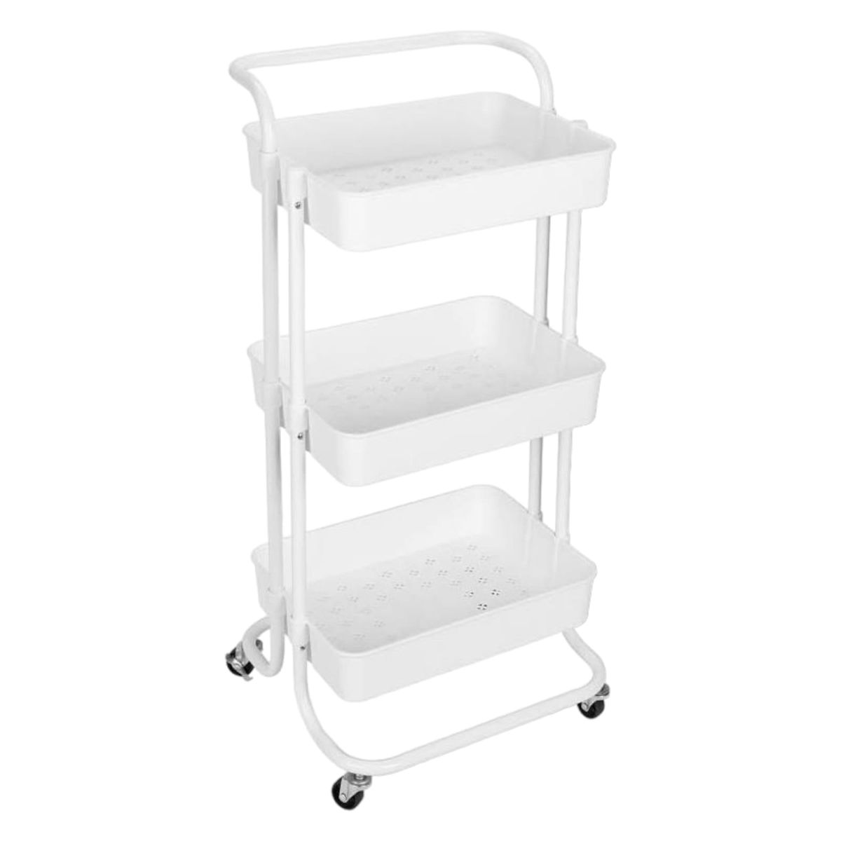 GENERICO - Carrito Organizador Metalico De 3 Niveles Con Ruedas Blanco
