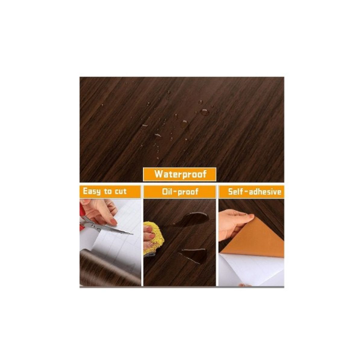 GENERICO - Papel Mural Texturizado Autoadhesivo Rollo 60cm x  10m madera oscura