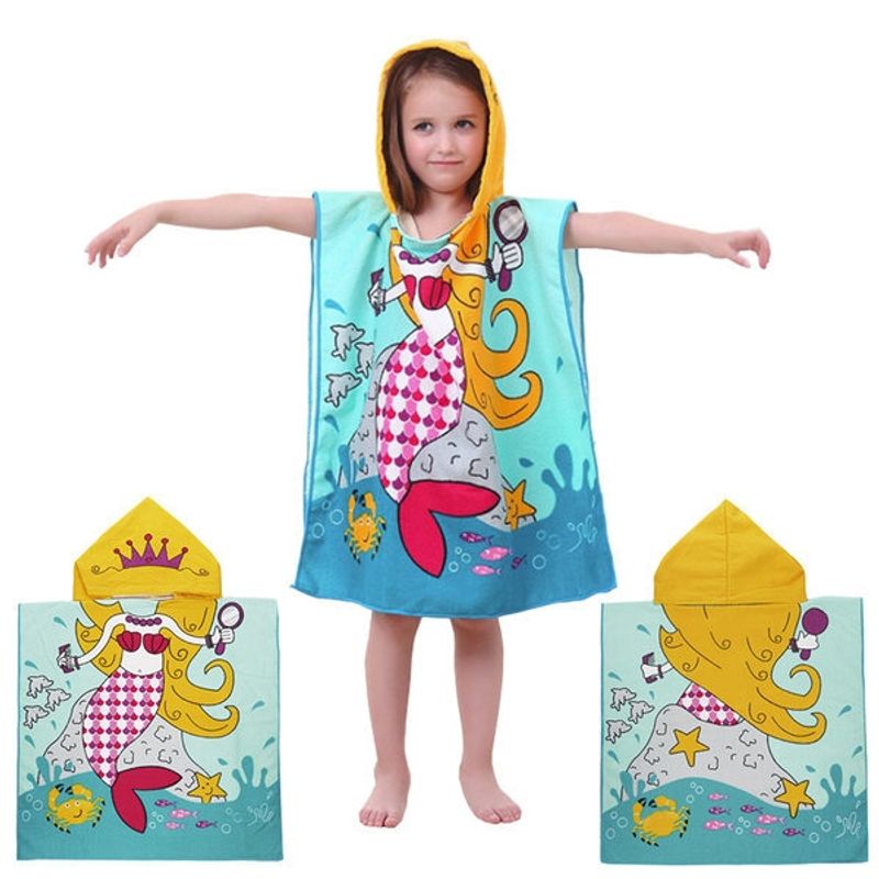 GENERICO - Toalla De Baño Sirena Playa Capucha Niños