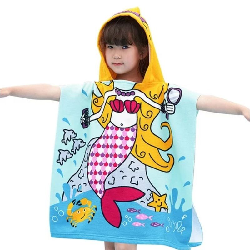 GENERICO - Toalla De Baño Sirena Playa Capucha Niños