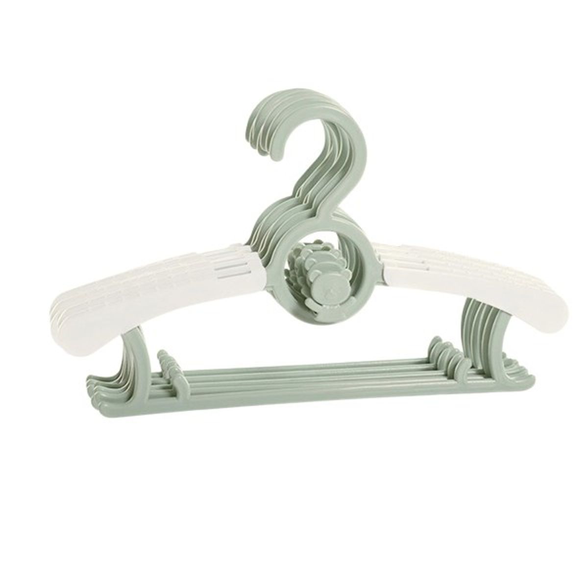 CRUSEC - Pack 10 Ganchos Perchas Largo Adjustable Para Niños Bebe Verde